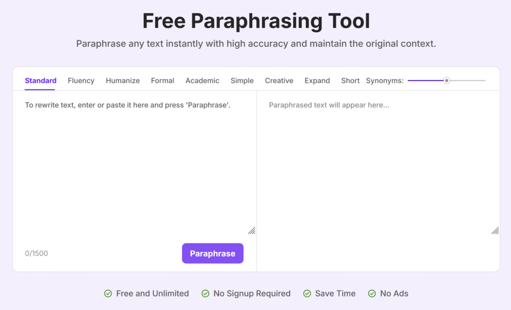 Free Paraphrasing Tool – Toolsmart