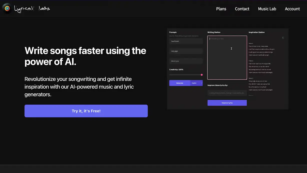 Lyrical Labs – AI Song Writer & Music Generator