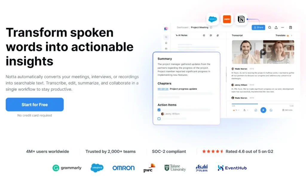 Notta – AI Transcription & Video Translation