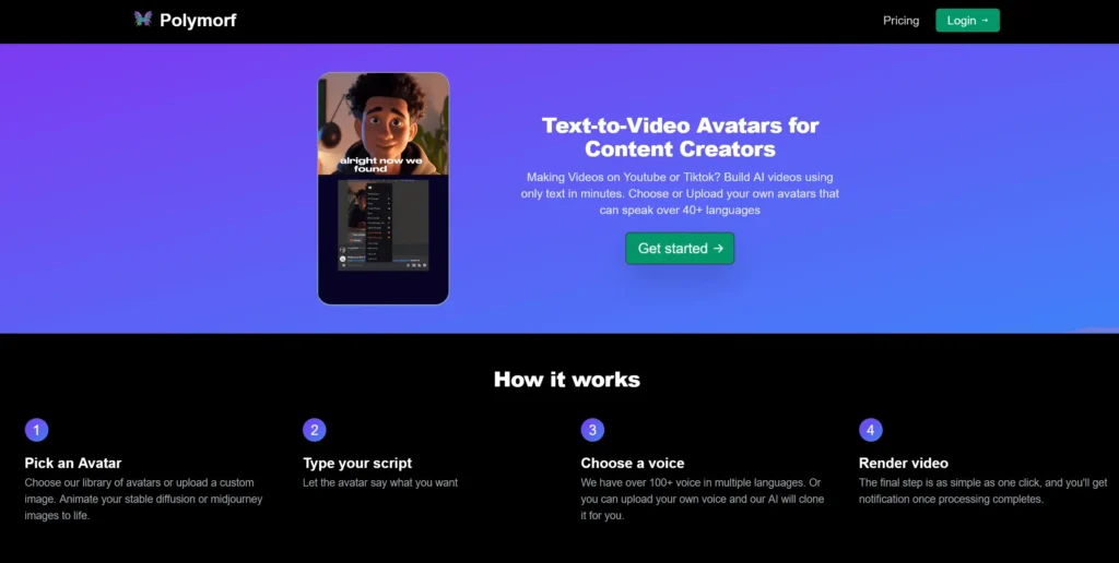 Polymorf – Text-to-Video AI Avatars