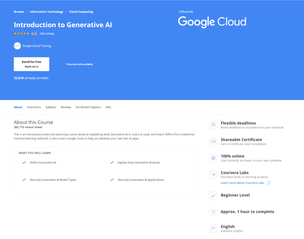 Introduction to Generative AI – Google Cloud