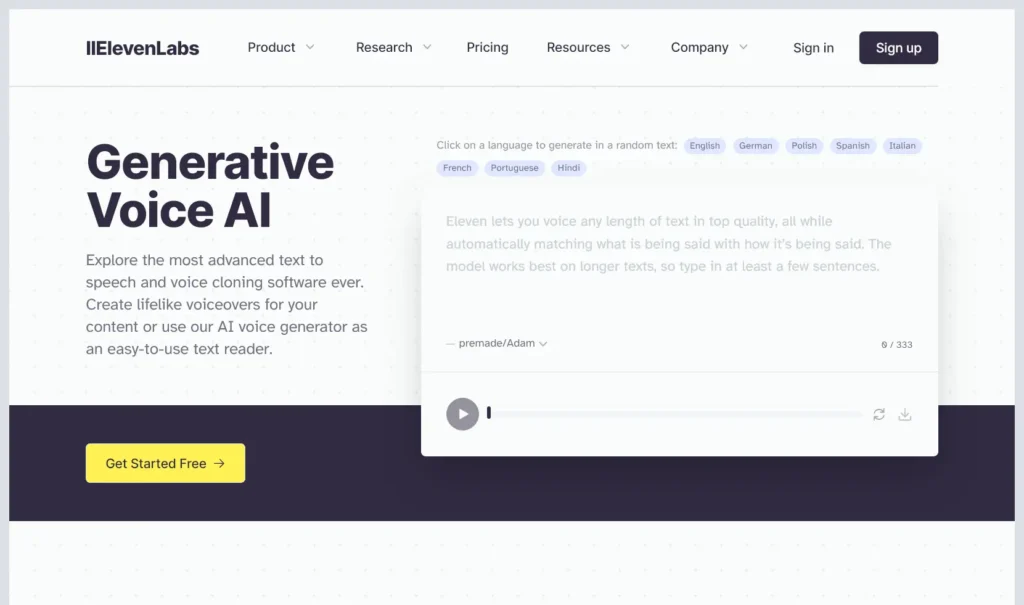 ElevenLabs AI Voice Synthesis
