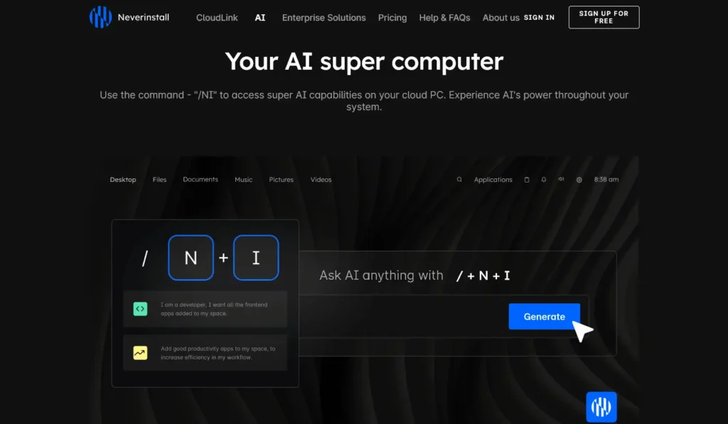 Neverinstall – AI Cloud Computer Assistant