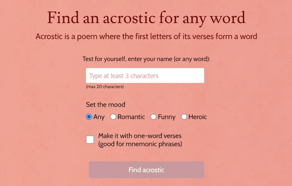 Acrostic.AI – Generate Acrostic Poems With AI
