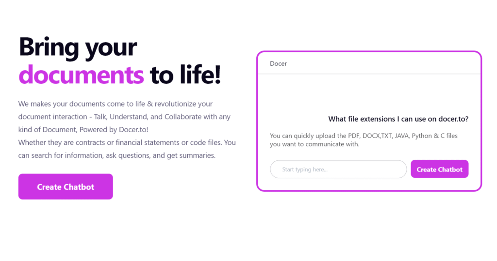 Docer – AI Chatbot for Your Documents