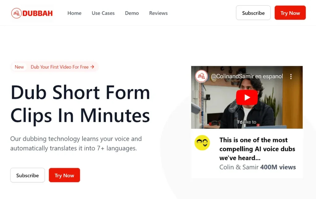 Dubbah – AI Short Form Video Dubbing