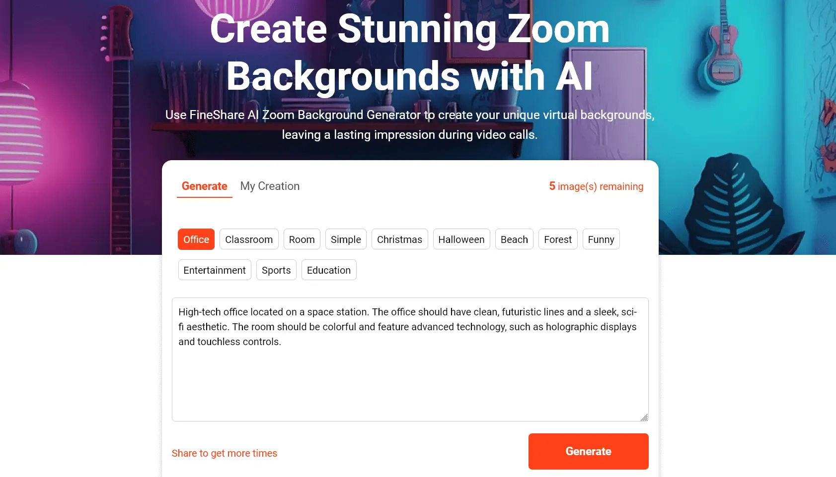 Fineshare AI Zoom Background Generator Fineshare AI Zoom Background Generator